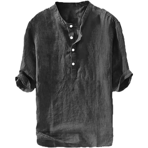 💥 Final Countdown Begins 💥 Men's Linen Shirts Casual Cotton 3/4 Sleeve Regular-Fit Henley T-Shirt
