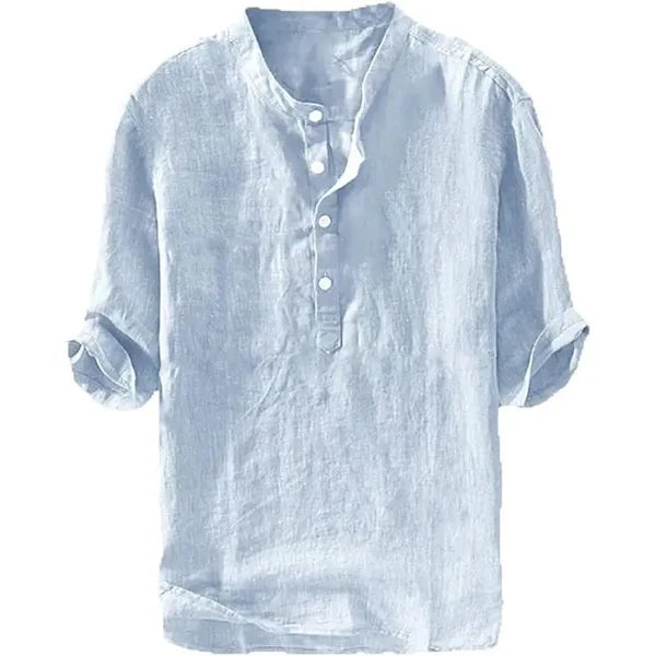 💥 Final Countdown Begins 💥 Men's Linen Shirts Casual Cotton 3/4 Sleeve Regular-Fit Henley T-Shirt