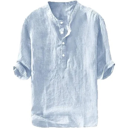 💥 Final Countdown Begins 💥 Men's Linen Shirts Casual Cotton 3/4 Sleeve Regular-Fit Henley T-Shirt