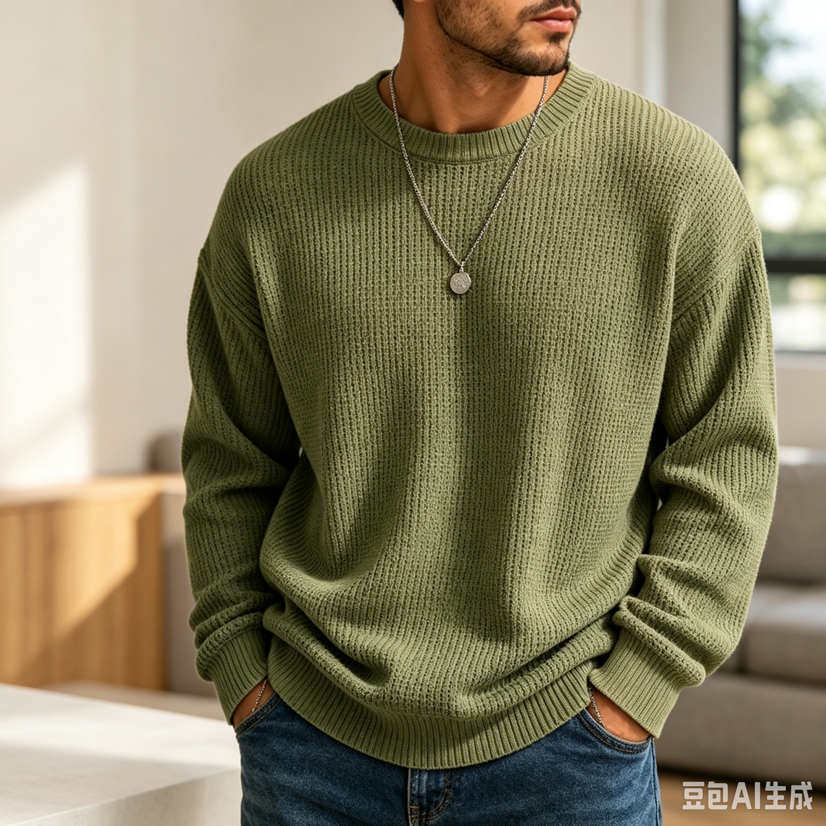 🔥 BESTSELLER | 8PCS $24.63 | Men’s Waffle Knit Crewneck Sweater