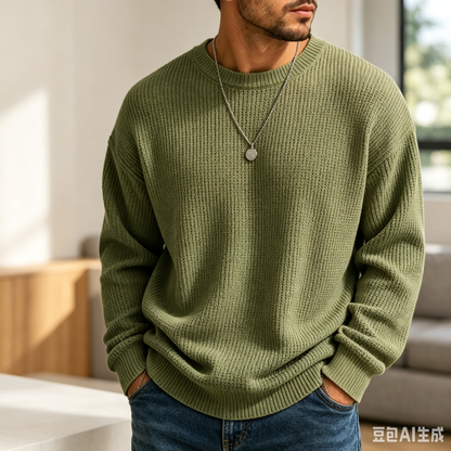 🔥 BESTSELLER | 8PCS $24.63 | Men’s Waffle Knit Crewneck Sweater