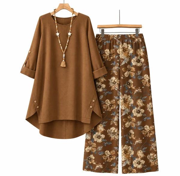 Women's Cotton Linen   Half Sleeve Top & Pants   Set – Breathable &   lightweight