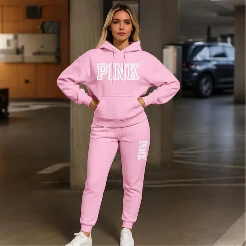 Women's Casual Printed Hoodie & Drawstring Jogger Pants Set