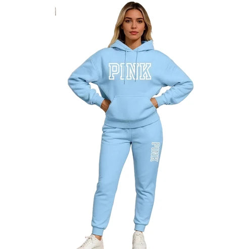 Women's Casual Printed Hoodie & Drawstring Jogger Pants Set