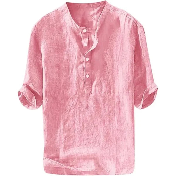 💥 Final Countdown Begins 💥 Men's Linen Shirts Casual Cotton 3/4 Sleeve Regular-Fit Henley T-Shirt