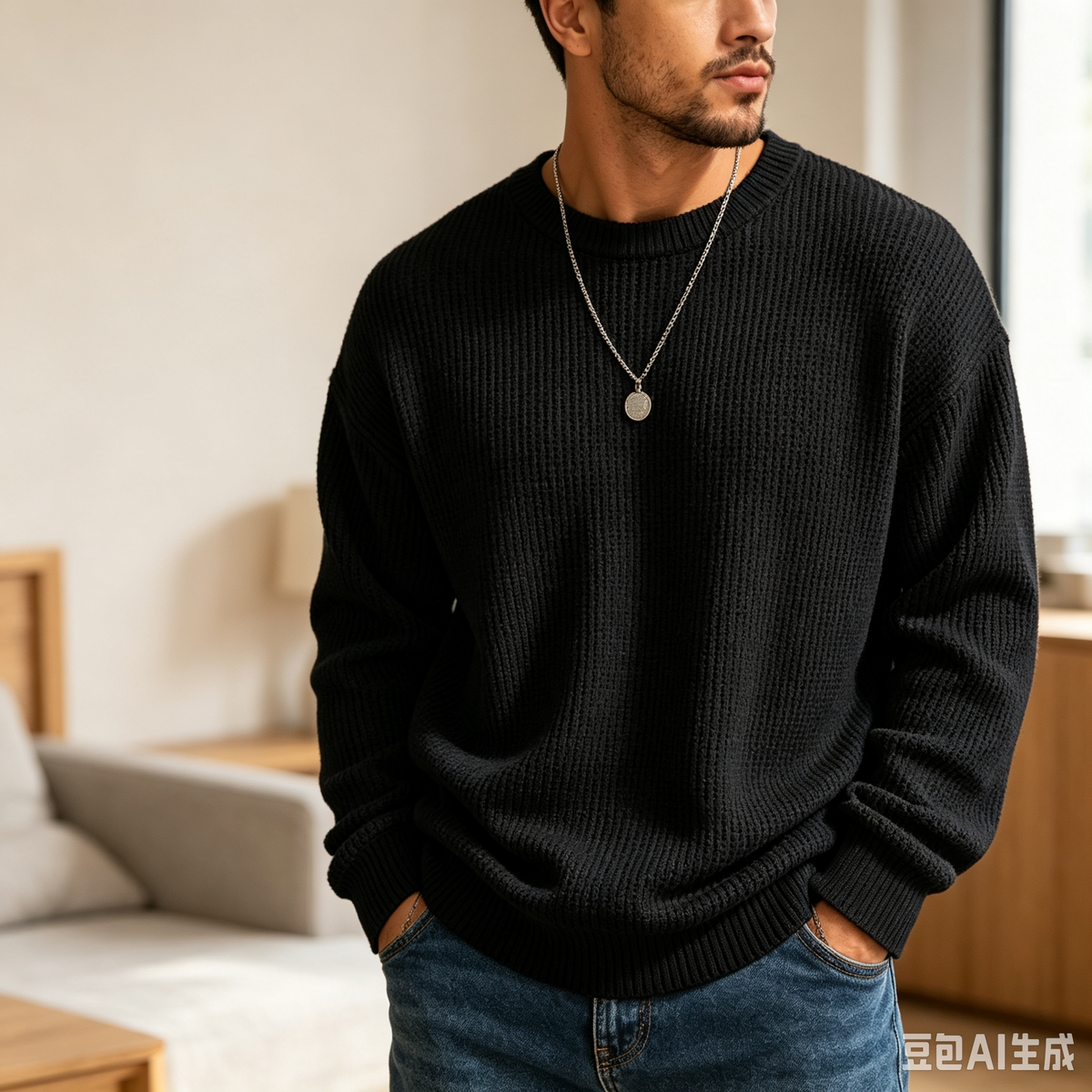🔥 BESTSELLER | 8PCS $24.63 | Men’s Waffle Knit Crewneck Sweater