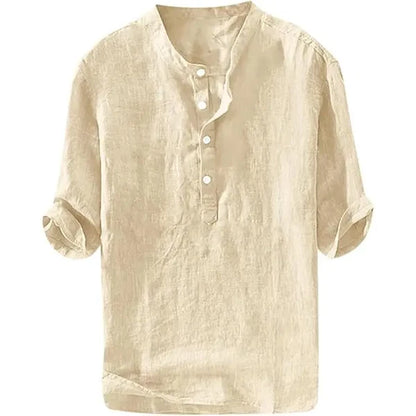 💥 Final Countdown Begins 💥 Men's Linen Shirts Casual Cotton 3/4 Sleeve Regular-Fit Henley T-Shirt