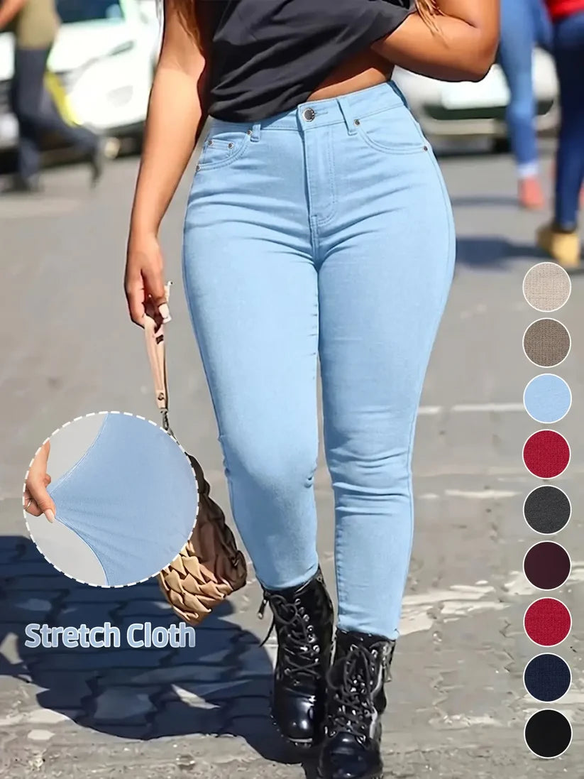 Women's Button‑Fly Skinny Pants with Pockets