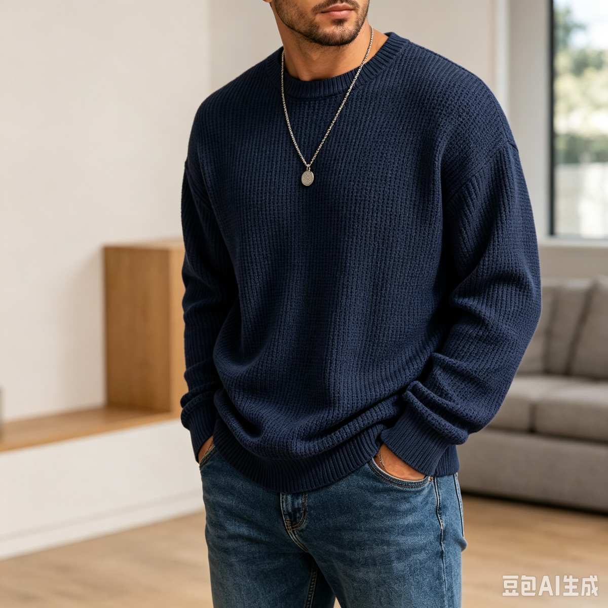 🔥 BESTSELLER | 8PCS $24.63 | Men’s Waffle Knit Crewneck Sweater