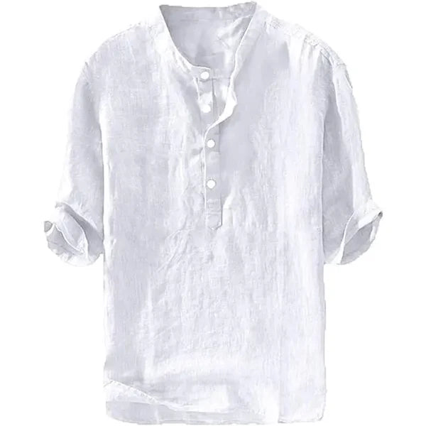 💥 Final Countdown Begins 💥 Men's Linen Shirts Casual Cotton 3/4 Sleeve Regular-Fit Henley T-Shirt