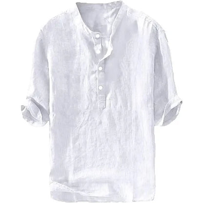 💥 Final Countdown Begins 💥 Men's Linen Shirts Casual Cotton 3/4 Sleeve Regular-Fit Henley T-Shirt