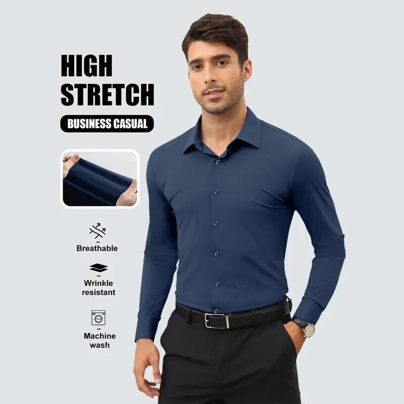 16-Way Stretch Slim Fit   Long Sleeve Button Down   Business Casual Shirts   Wrinkle Free Traveler   Shirts
