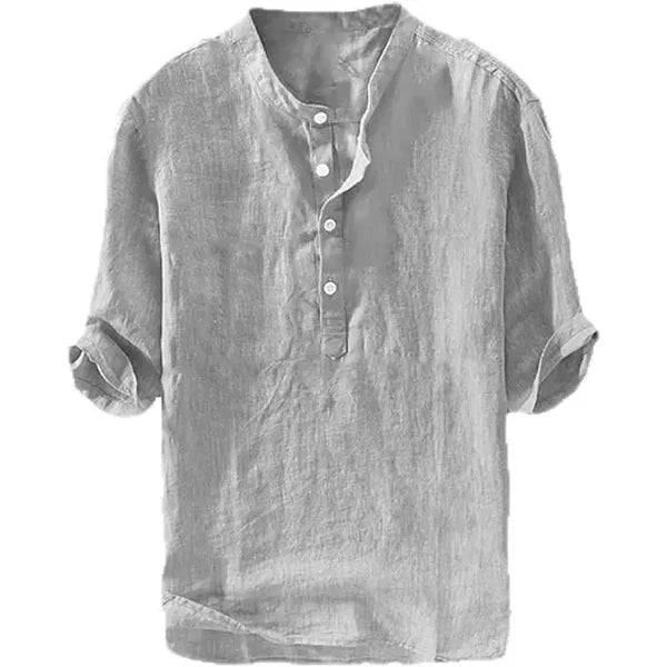 💥 Final Countdown Begins 💥 Men's Linen Shirts Casual Cotton 3/4 Sleeve Regular-Fit Henley T-Shirt
